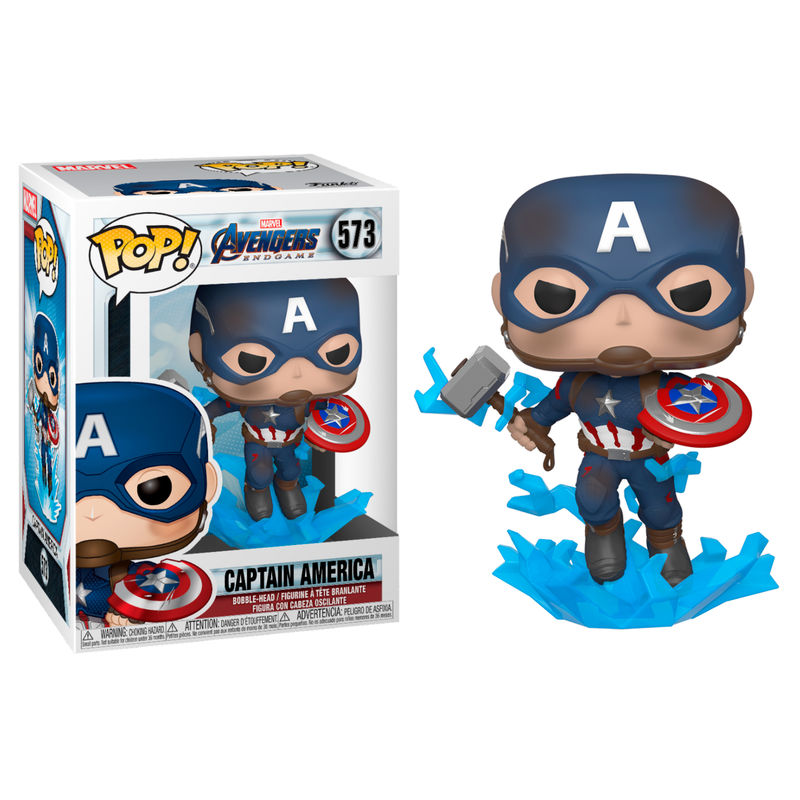 Funko POP Marvel Avengers Endgame Captain America Figur med Skadad Sköld & Mjolnir