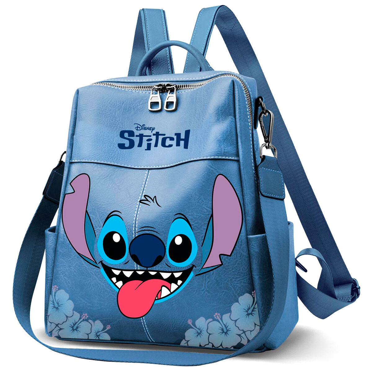 Size: 28x33x11cm. Casual one compartment backpack with top zip. Two open side pockets. Interior lining. Adjustable shoulder straps and removable 55cm handle for carrying as a shoulder bag.