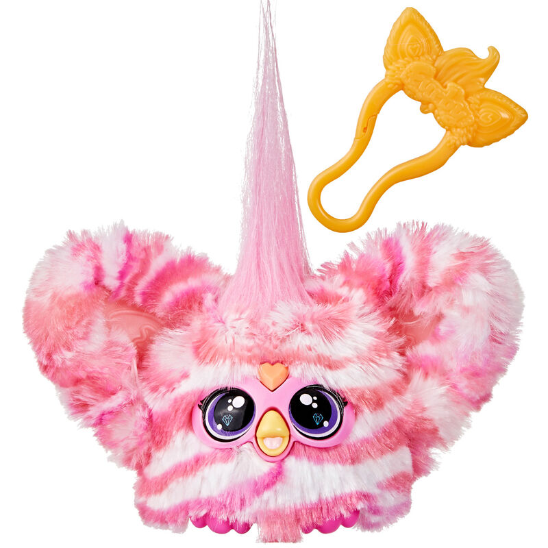 Age: +6 years old. Listen to over 45 K-pop tunes and other sounds with this electronic miniFurby toy. It also plays fun sounds and music in Furbish (but doesnt speak human languages). Attach it to your backpack or other travel bags with the keychain clip so you can carry it and have fun with it wherever you go. Press the beak to hear the fun eating sounds and touch the heart-shaped gem to hear music. The top of the head turns the toy on and off and activates fun Furbish phrases.