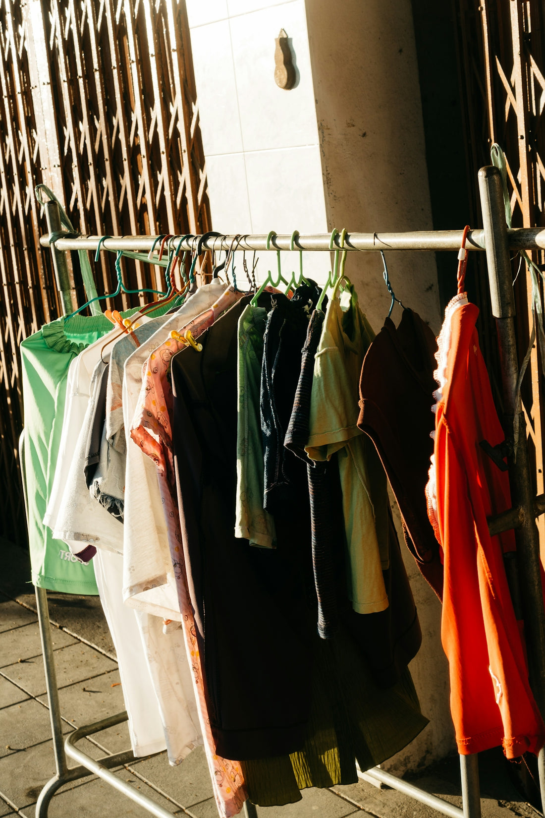 a group of clothes on a line
