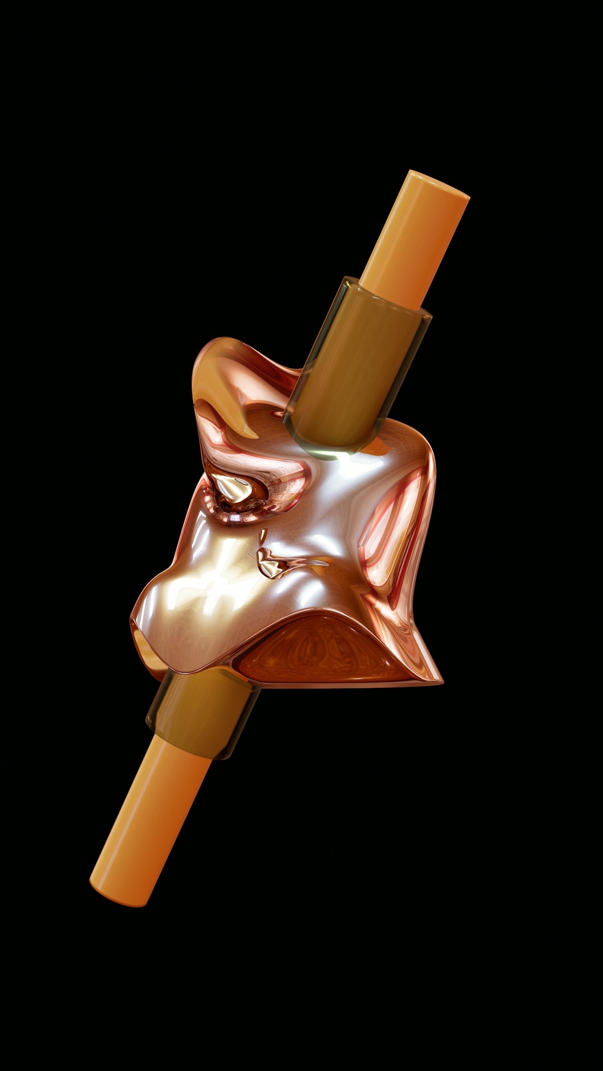 a metal object with a wooden stick sticking out of it