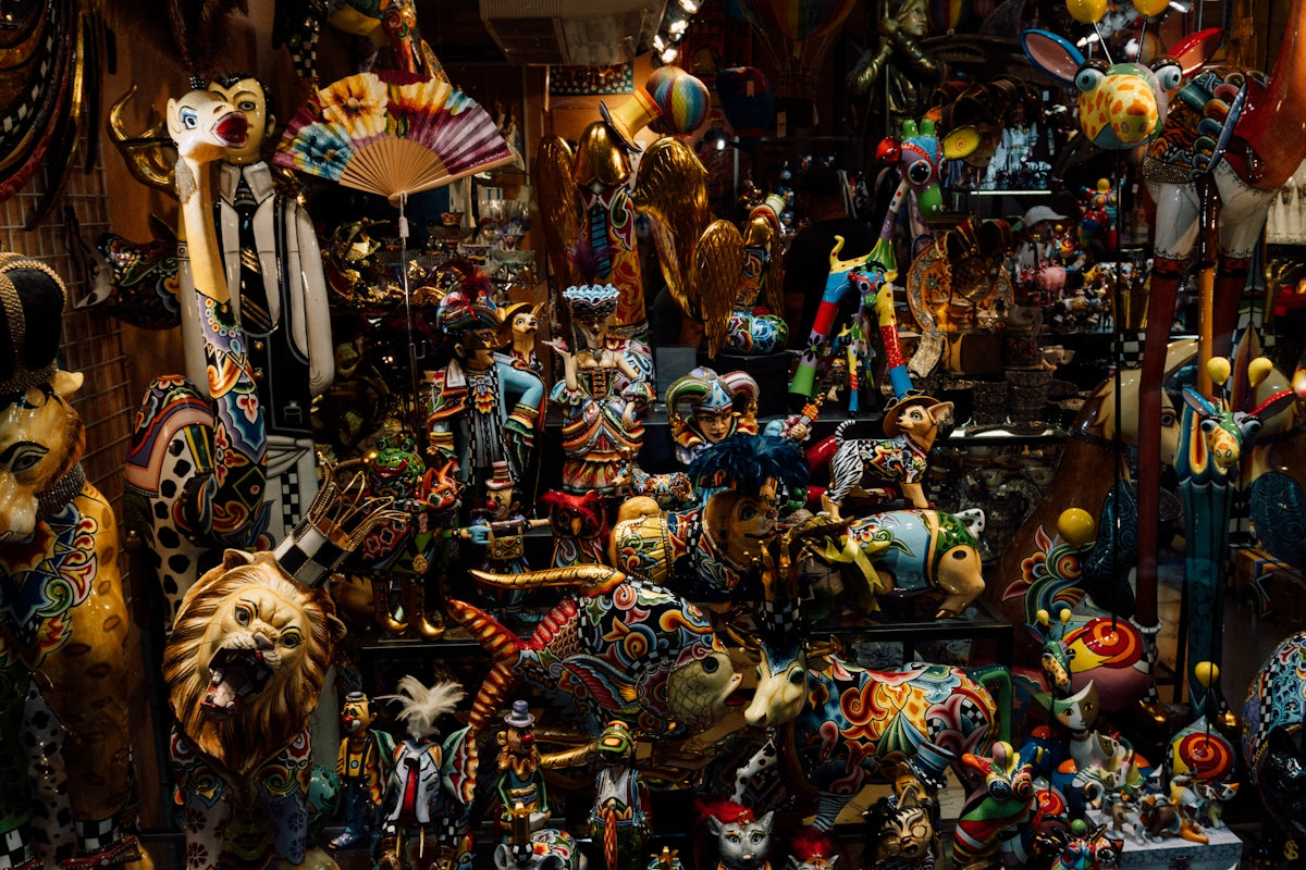 a room filled with lots of different types of masks