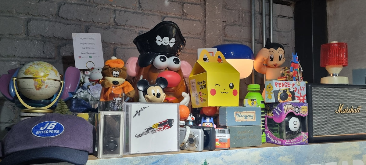 A bunch of toys that are on a table