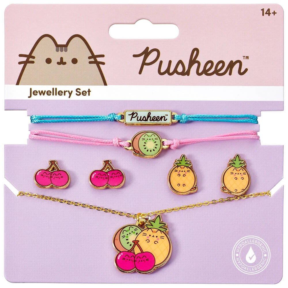Pusheen Set Halsband + armband + örhängen
