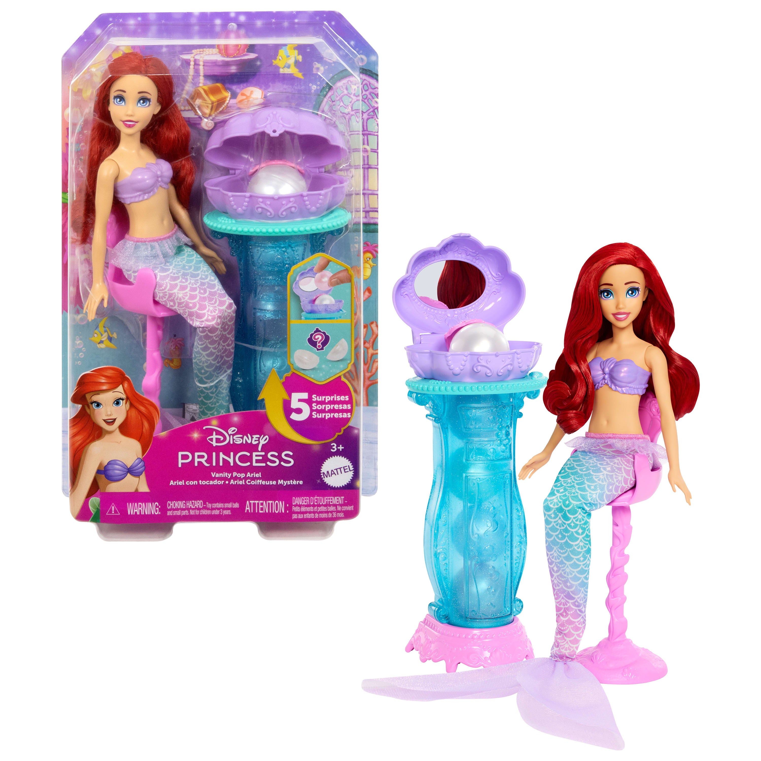 Disney Princess Vanity Pop Ariel-docka med tillbehör