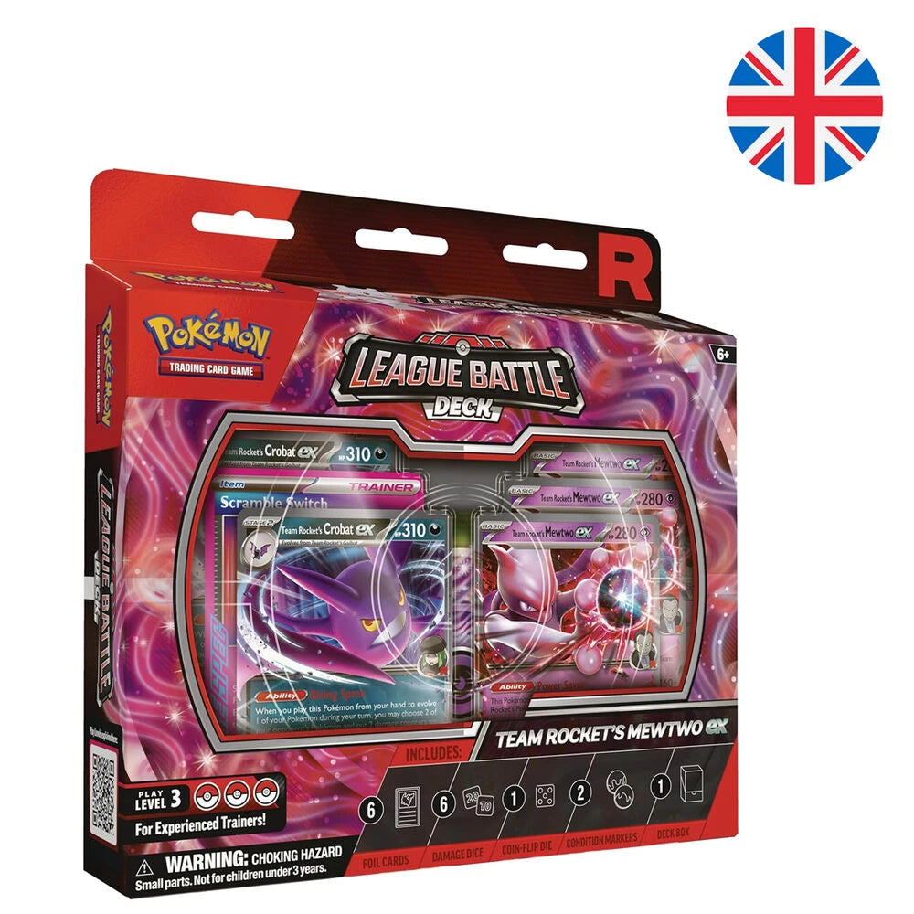 Engelska Pokémon Rockets Mewtwo Ex League Battle Deck Blister med samlarkort