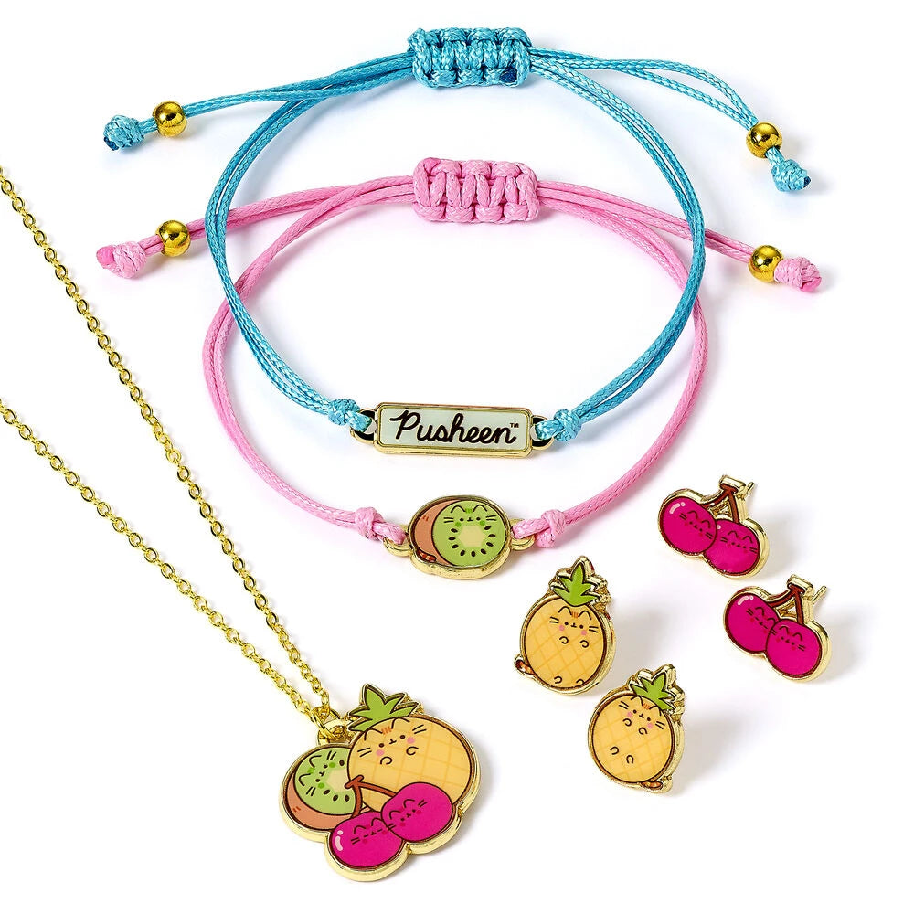 Pusheen Set Halsband + armband + örhängen