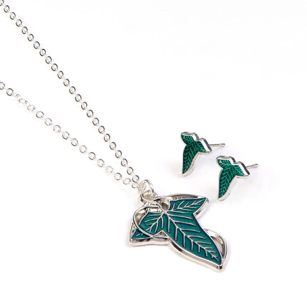 Herrarnas ringarnas blad av Lorien örhängen och halsband gåvoset