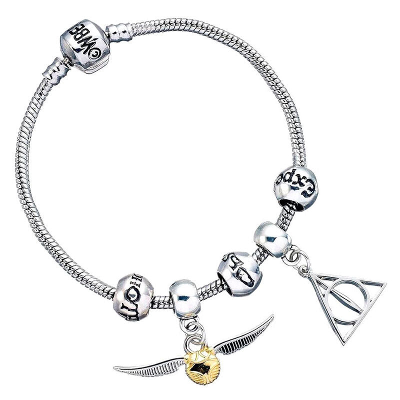 Harry Potter Dödsreliker Snitch 3 Spellbeads Silver Charm Armband