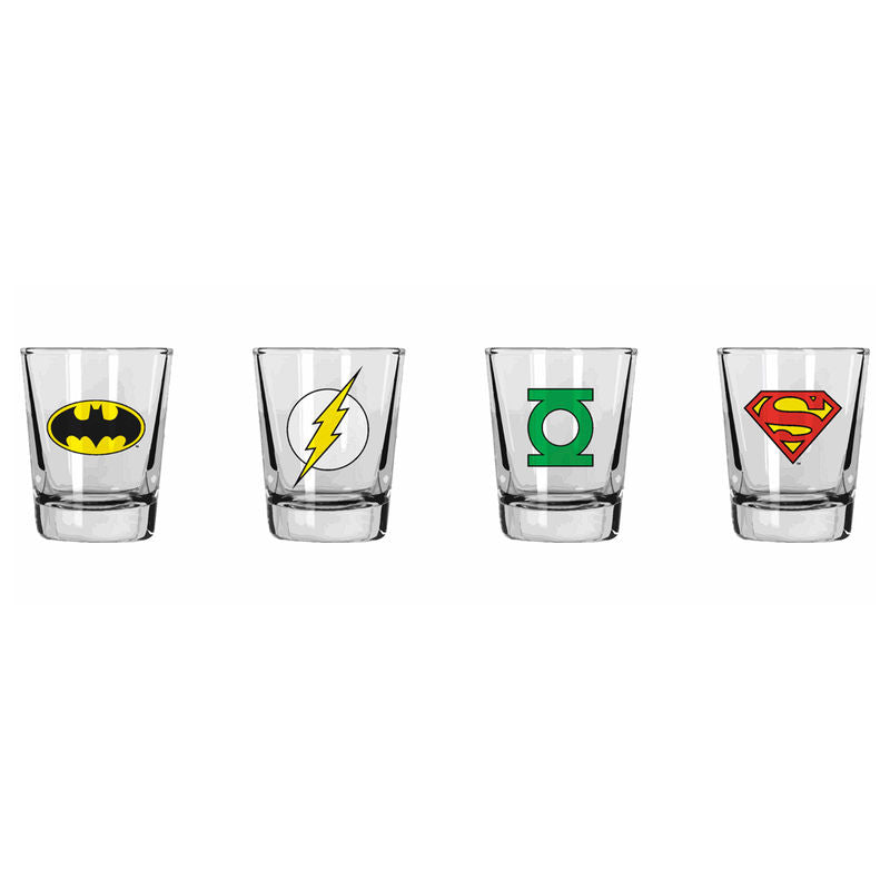 DC Comics logo shot glasses set