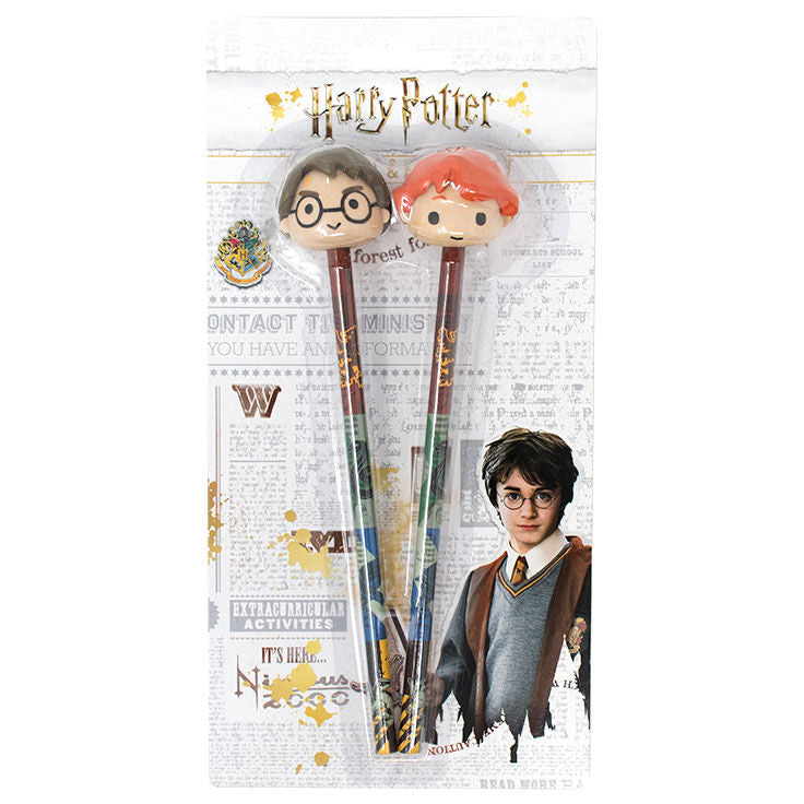 Harry Potter Set: 2 Blyertspennor med 3D Suddgummin