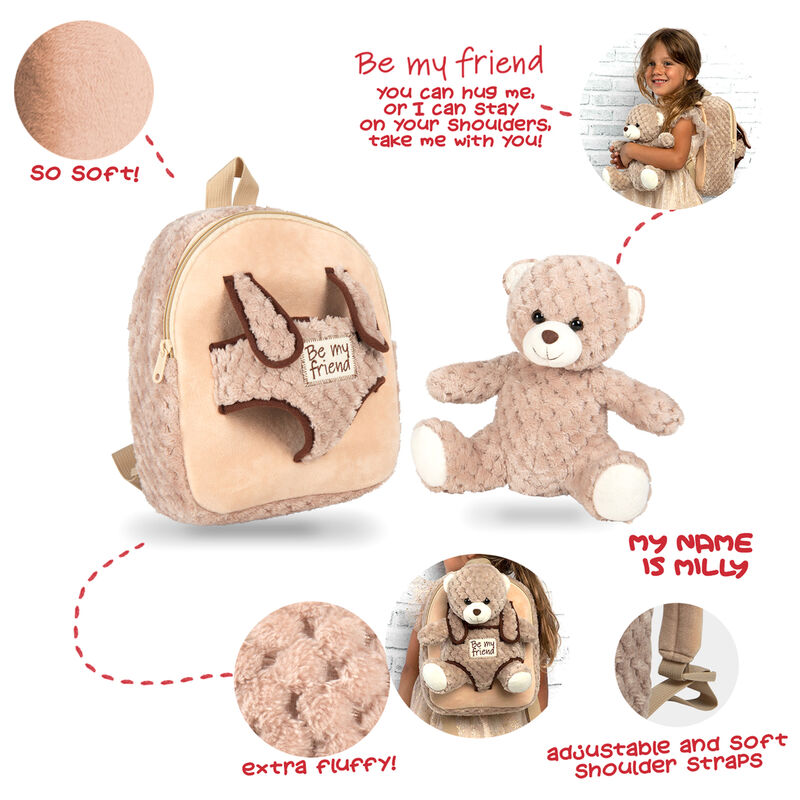 Milly Bear Ryggsäck med Gosedjur 26cm