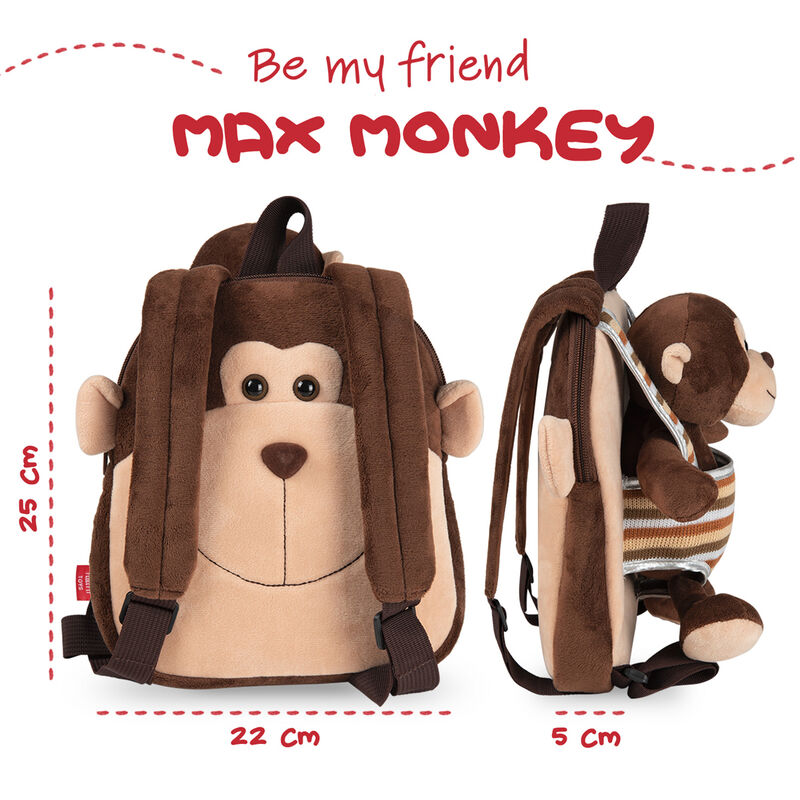 Max Monkey vändbar Ryggsäck med Gosedjur 25 cm