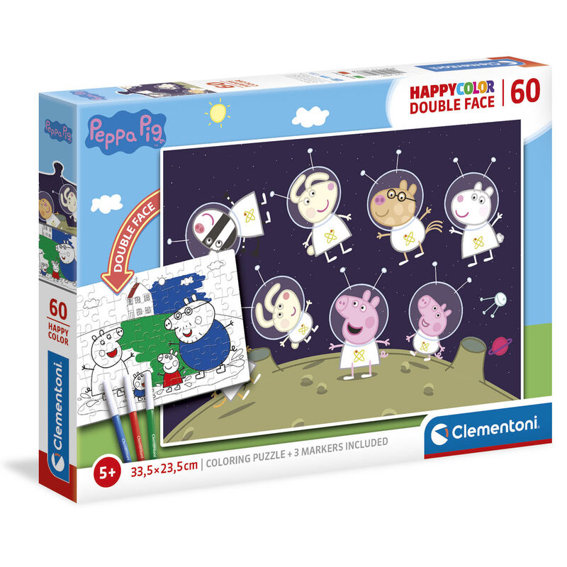 Clementoni Peppa Pig Happy Color Dubbel Face Pussel 60 Styck