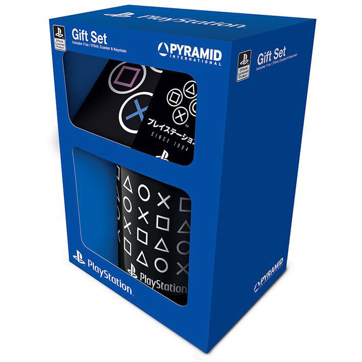 Playstation mugg + nyckelring + underläggsset