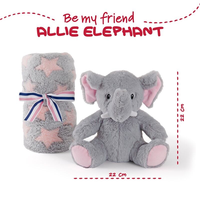Allie Elefant Mjuk Filt och Gosedjur 22 cm