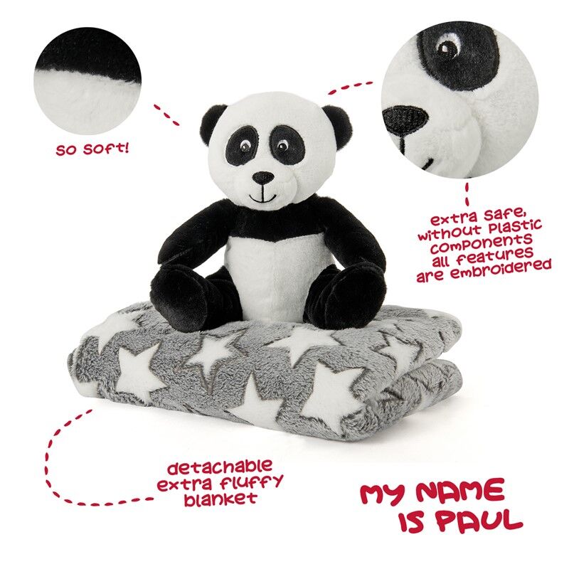 Panda Bear Mjukfilt med Gosedjur 22cm