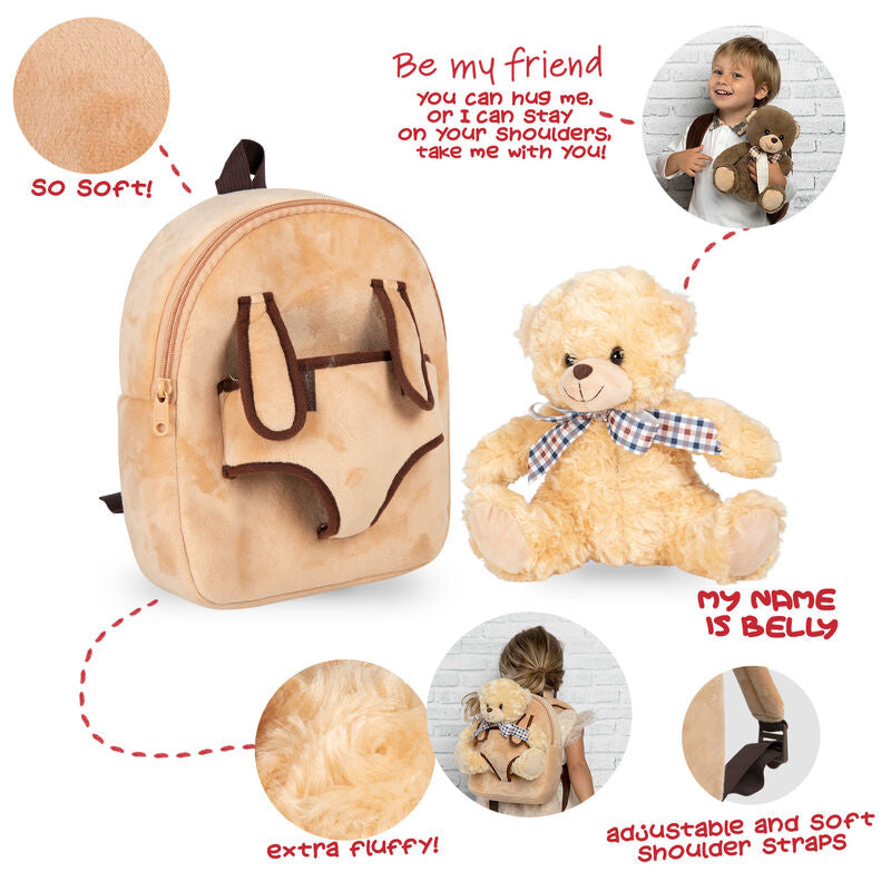 Bear Belly Ryggsäck med Gosedjur 26cm