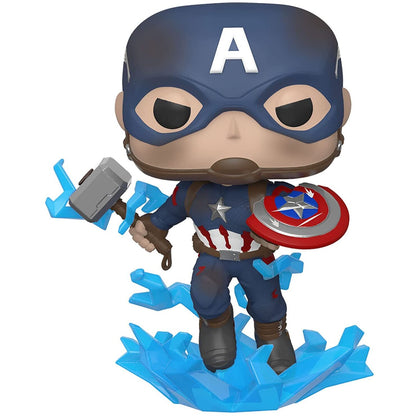 Funko POP Marvel Avengers Endgame Captain America Figur med Skadad Sköld & Mjolnir