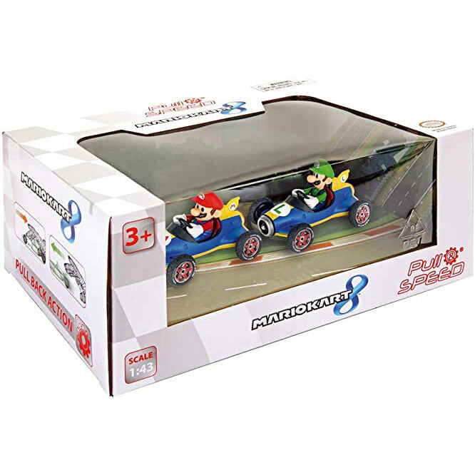 Mario Kart 8 Mario + Luigi Pull Speed Set - 2 Bilar