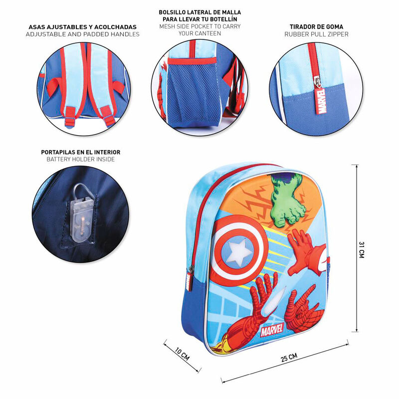 Marvel Avengers 3D Ryggsäck med Ljus 31cm