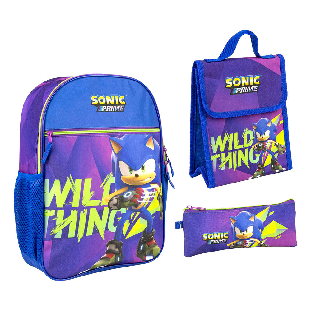 Sonic Prime pennfodral + matlåda + ryggsäck 42cm