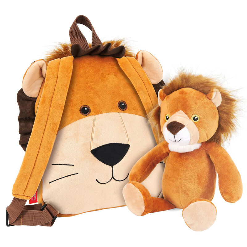 Lenny Lion Vändbar Ryggsäck med Gosedjur 25cm