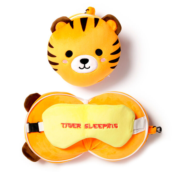 Relaxeazzz Adoramals Tiger Resor Kudde med Ögonmask
