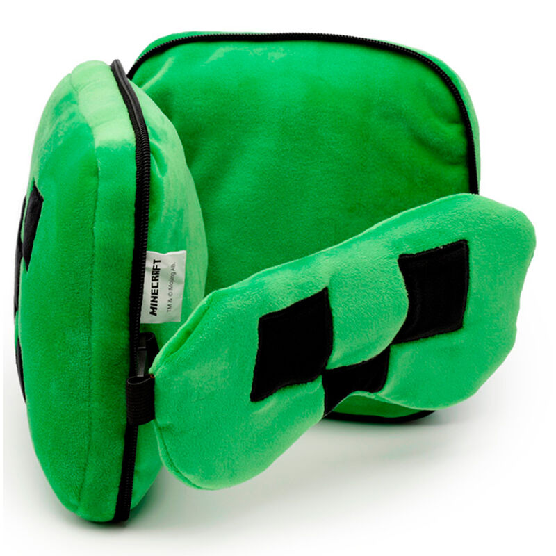Relaxeazzz Minecraft Creeper Resekudde med Ögonmask