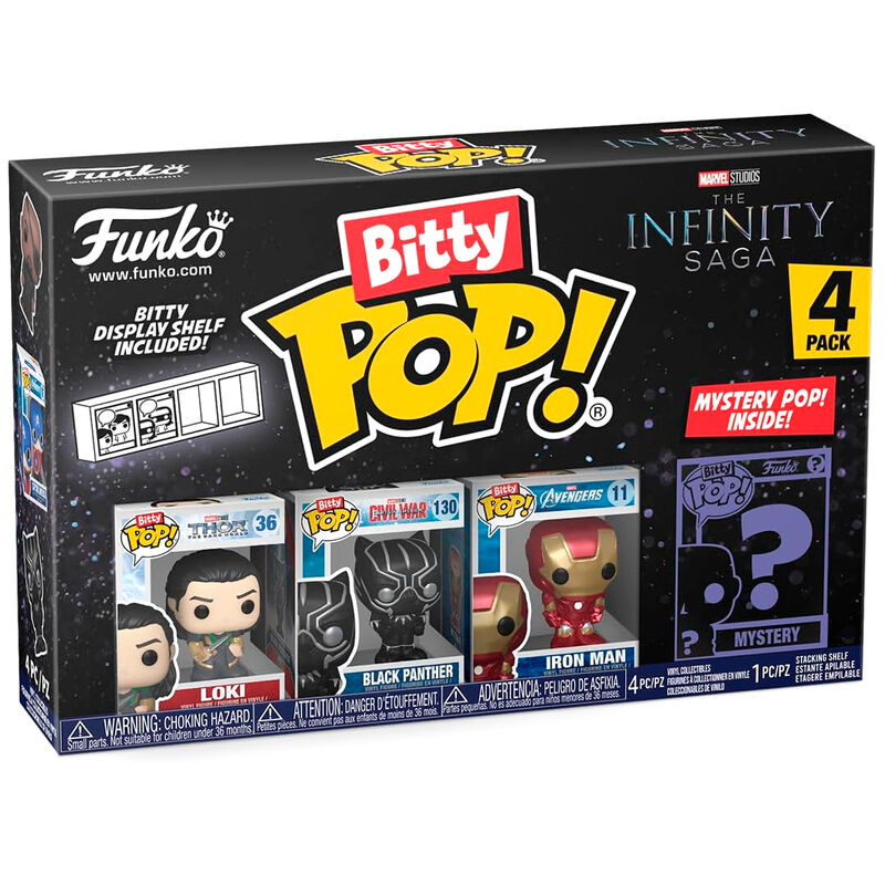 Your favourite Pops! have been shrunk into Bitty Pops! Expand your collection with this assortment of Bitty Pop! figures featuring your most beloved cartoon characters! Each 4-pack comes with one rare or hyper rare mystery Bitty Pop! to complete the series. Bitty Pops! are packaged in hard acrylic cases with detachable bottom lids. Detachable bottom lids double as acrylic bases