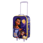 Size: 33x17x47cm. Childrens hand luggage with two wheels for easy movement. Zip closure and inner elastic straps to hold the load.