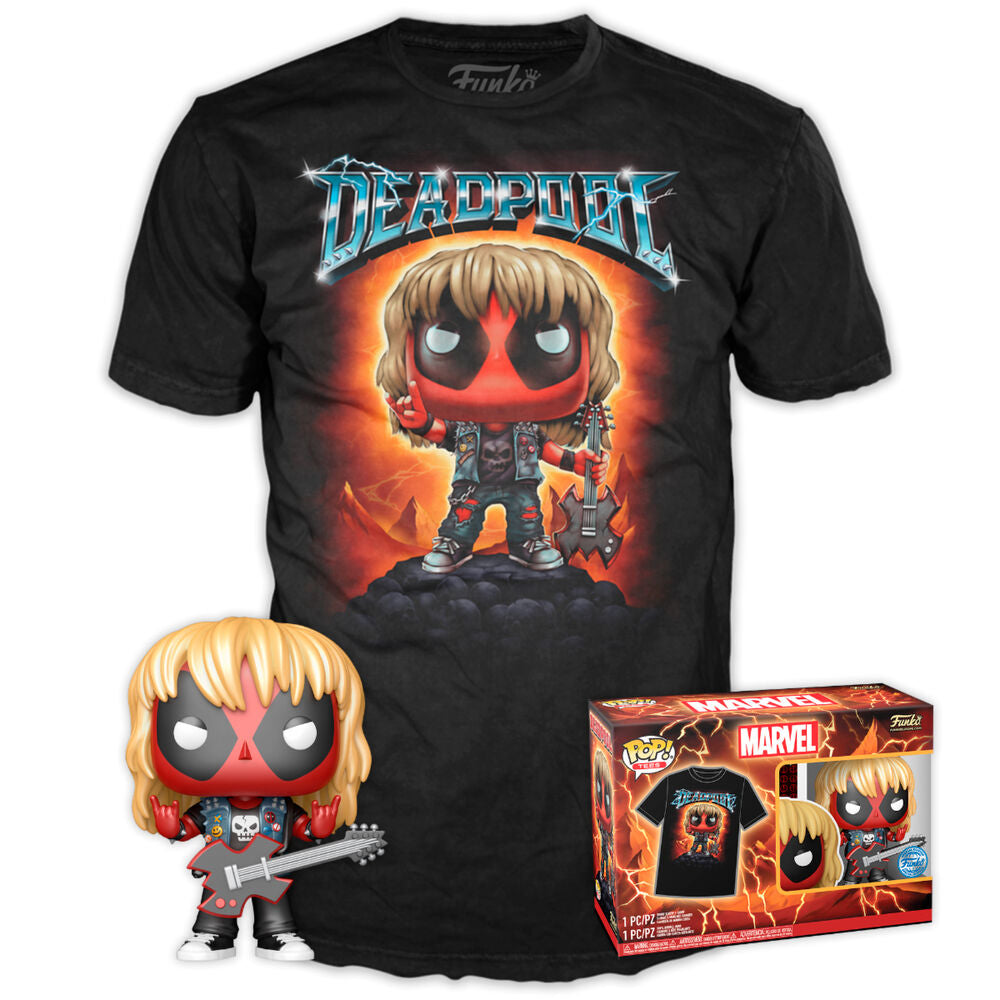Marvel Deadpool Heavy Metal T-Shirt & POP Figur Set L