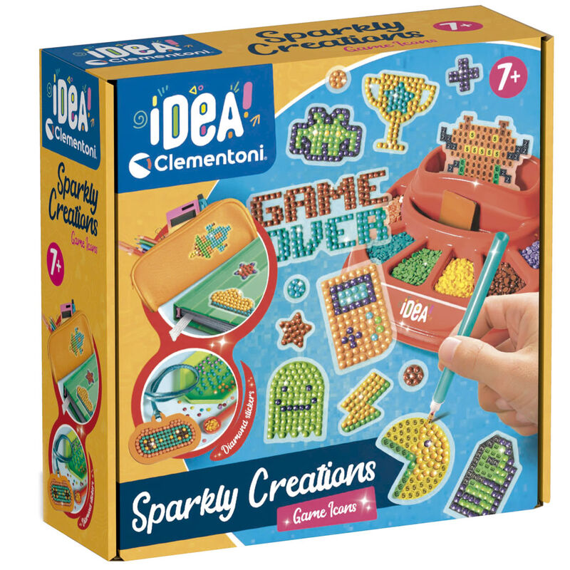 Age: +7 years old. Size: 18x18x6cm A new game based on the activity of little diamonds to make bright and colourful creations! Thanks to the colour guide and the special pen