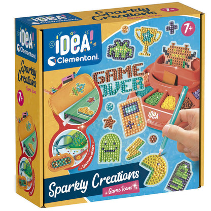 Age: +7 years old. Size: 18x18x6cm A new game based on the activity of little diamonds to make bright and colourful creations! Thanks to the colour guide and the special pen