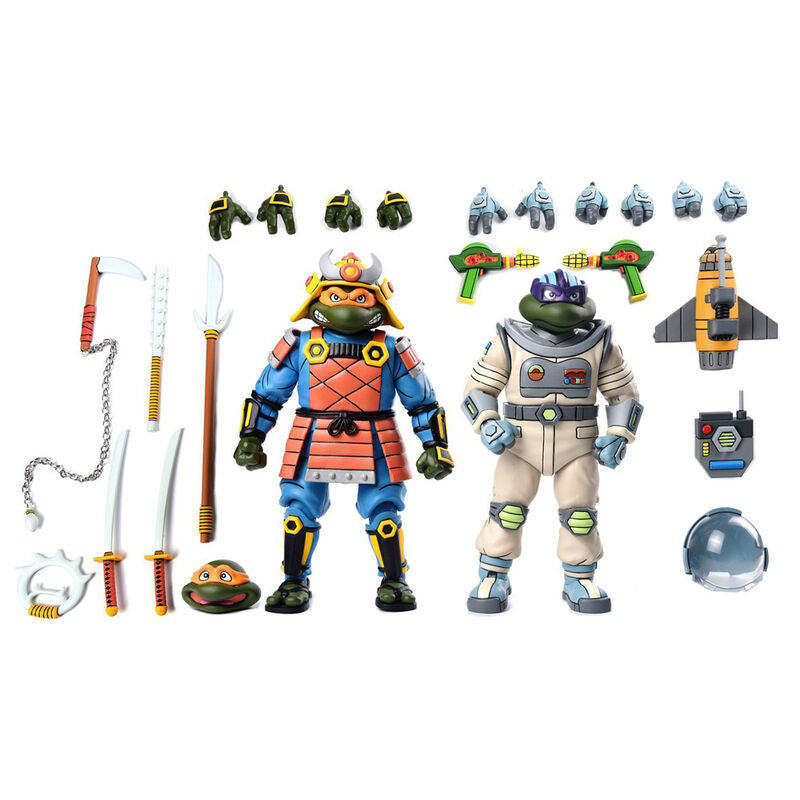 Teenage Mutant Ninja Turtles Rymdäventyr Donatello & Samuraiäventyr Michelangelo Set - 2 Figurer 18cm
