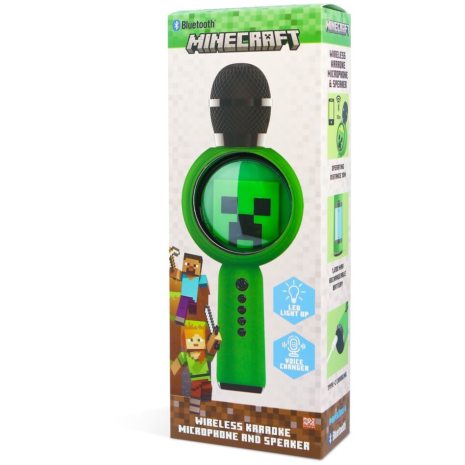 Minecraft Bluetooth Högtalare med Mikrofon och LED