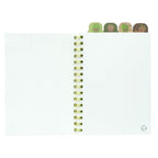 It has 80 A5 size lined sheets. Soft cover with matte finish. Wire-o binding. Includes four personalised dividers.