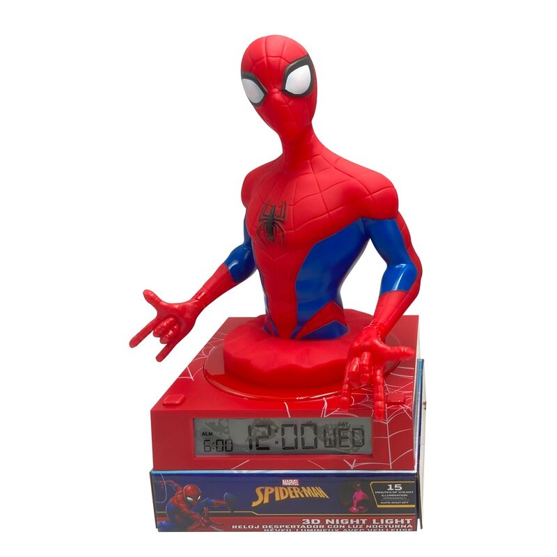 Marvel Spiderman 3D-lampa med väckarklocka