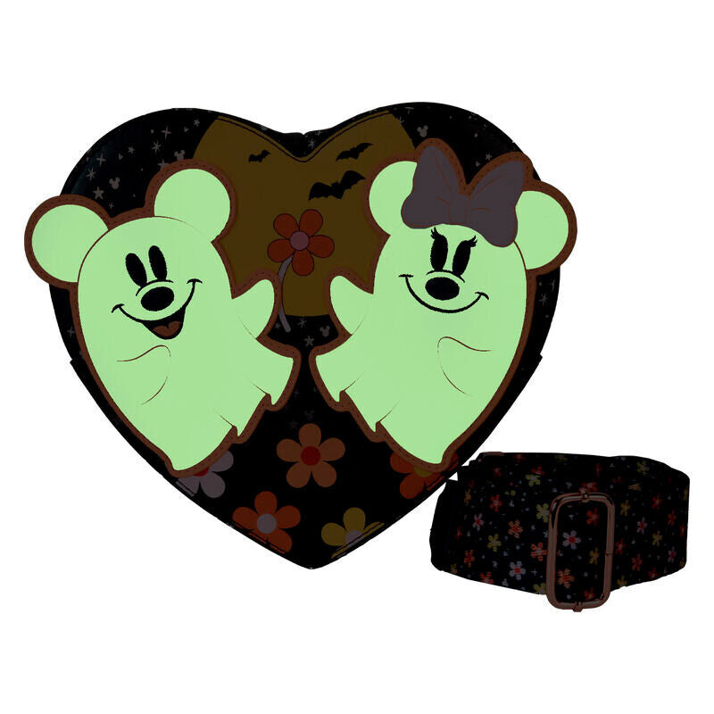 Loungefly Disney Mickey & Minnie Floral Ghost Axelremsväska