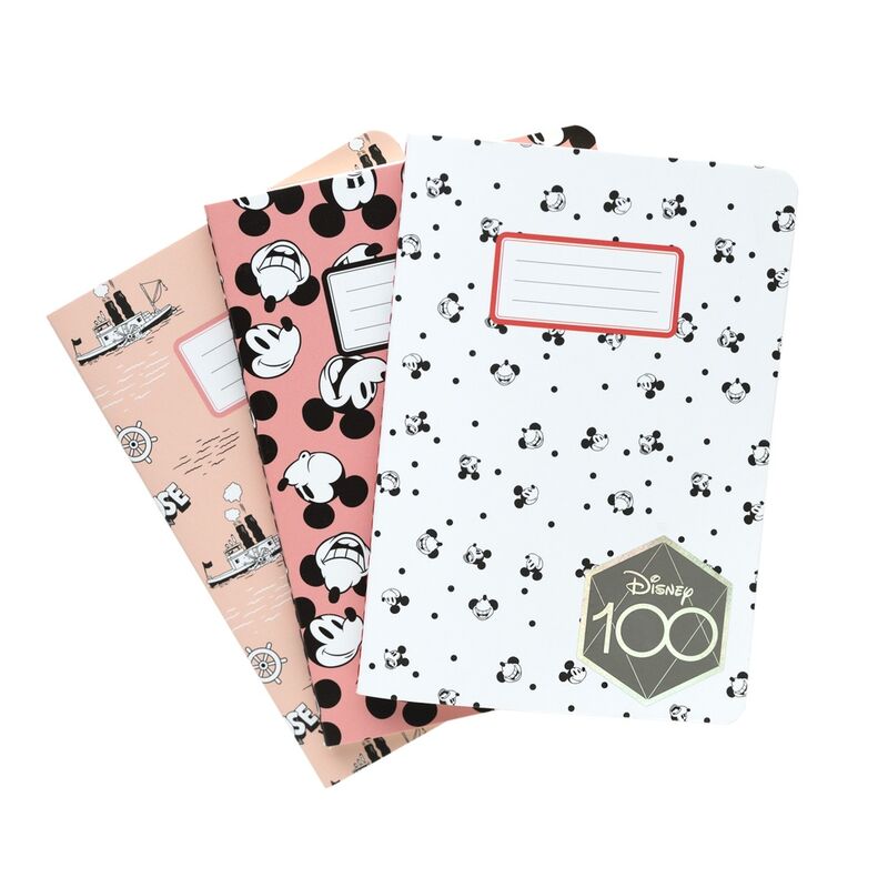 Disney Mickey 100-årsjubileum Pack med 3 A6 Anteckningsböcker