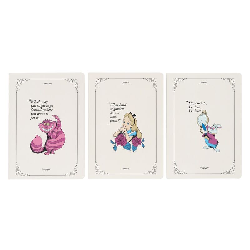 Disney Alice in Wonderland pack 3 A5 Anteckningsblocks