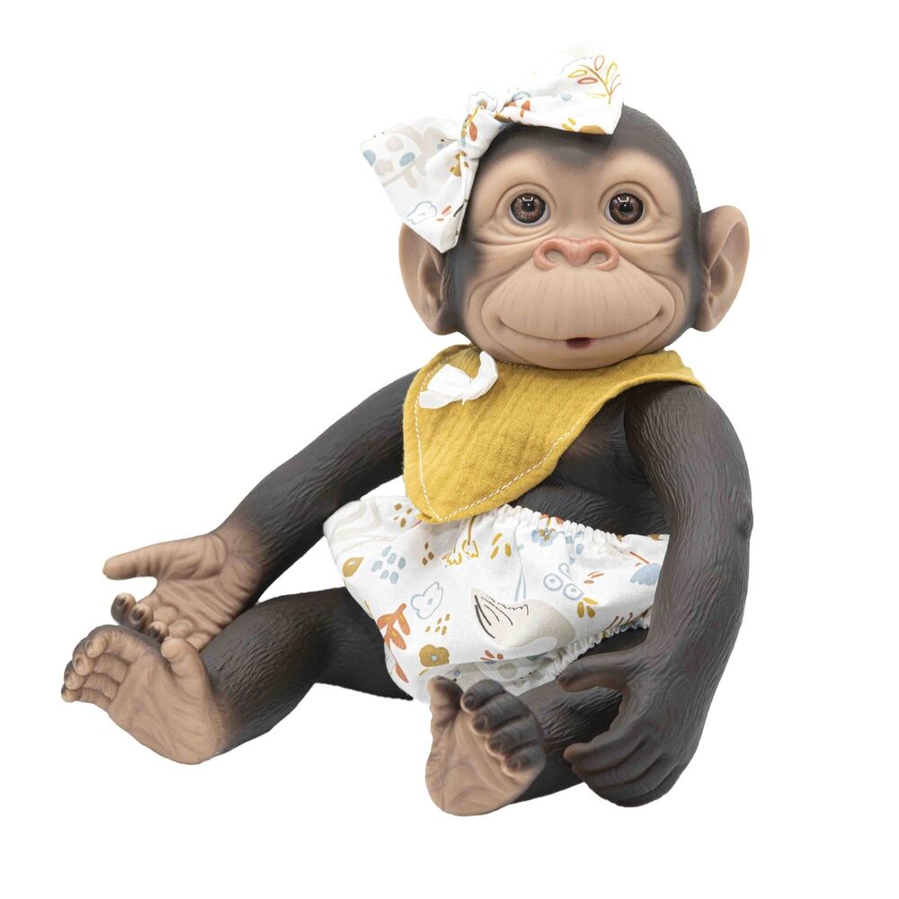 Reborn Baby Doll Monkey med Gula Pololo och Bib