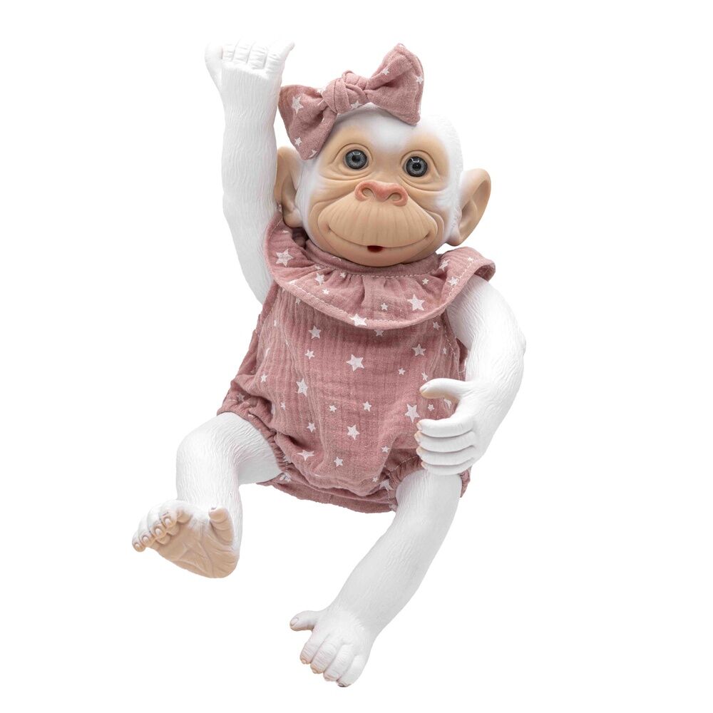 Baby Doll Reborn Monkey Flake Pink Onesie