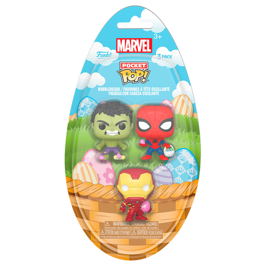 Pocket POP! Blister 3 figurer: Marvel Spiderman, Hulk, Iron Man