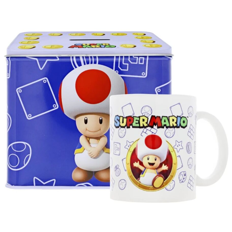 Nintendo Super Mario Bros Toad Mug och Pengarbox Set