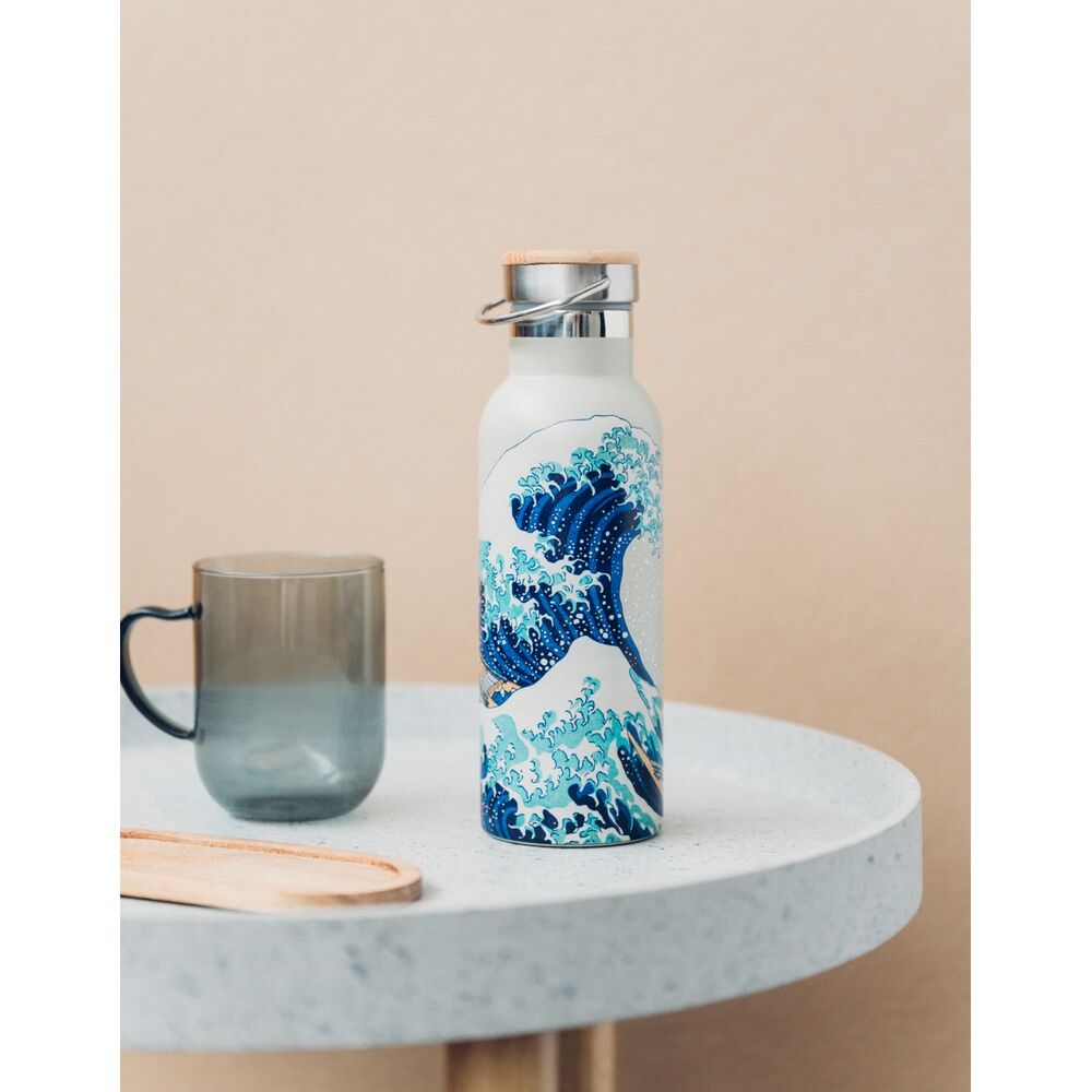 Stainless Steel Vattenflaska 500ml - The Great Wave of Kanagawa av Hokusai