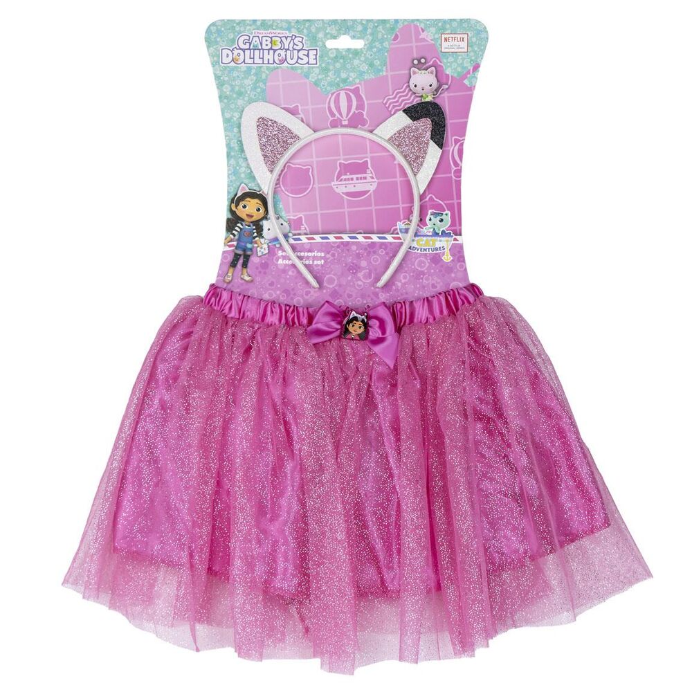 Gabbys Dockhus hårband + tutu-set