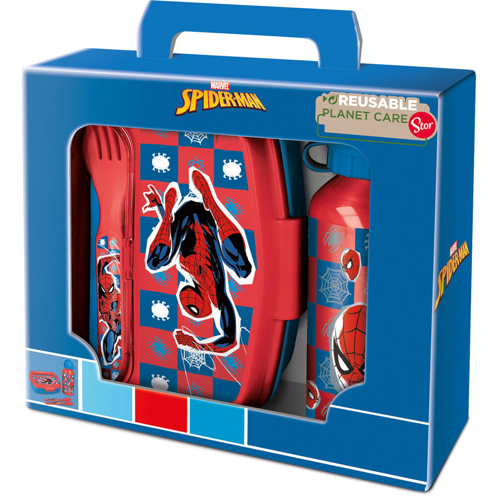 Marvel Spiderman Set: Smörgås Maker, Bestick & Aluminiumflaska 400ml