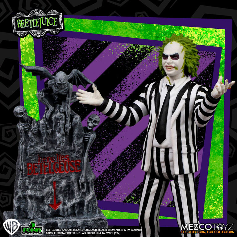 Beetlejuice - Beetlejuice Striped Suit Figur 9,5 cm
