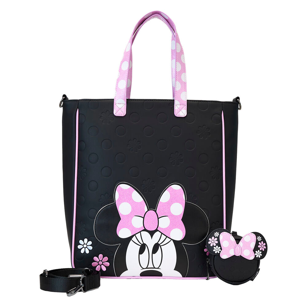 Loungefly Disney Minnie Floral Rock the Dots Tote Bag med Myntväska
